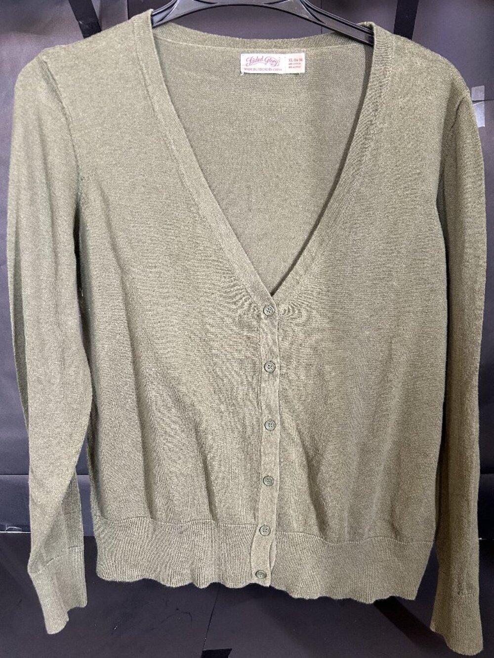 Fine Knit V-neck Cardigan by Faded Glory